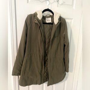 Jack by BB Dakota Army Green Quilted Jacket w/ hood - Size Medium